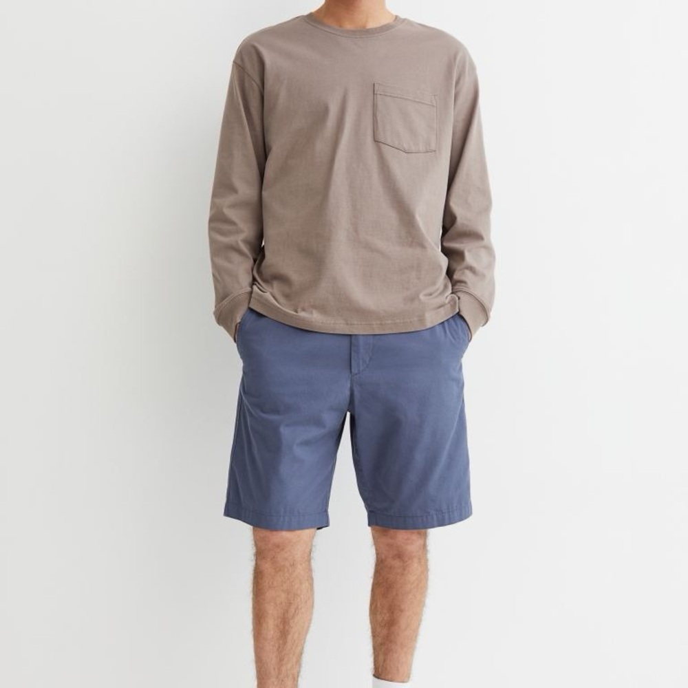 Sz US W36 H&M  men Regular Fit Cotton chino shorts Men's Blue Casual Shorts